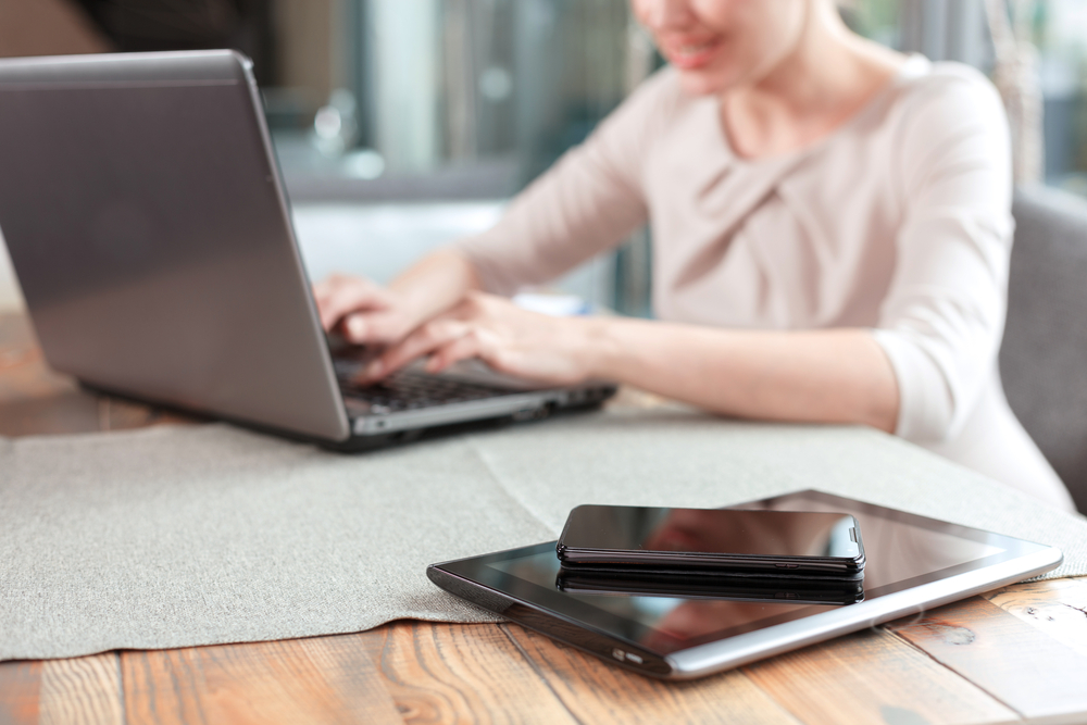Businesswoman working on a computer